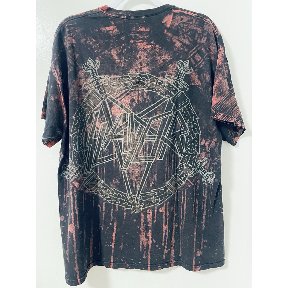 Slayer Skull Helmet Shirt XL All Over Print Bleached … - Gem